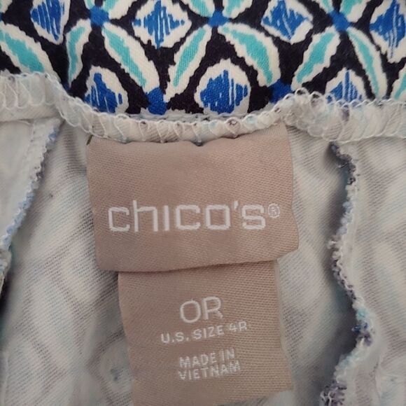 Chico's Pull-On Elastic Waist Pants Blue and White Front pockets (0R) Size 4 - Picture 4 of 5